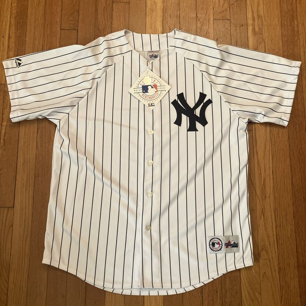 Vintage New York Yankees White Jersey Pinstripe Striped Sz XL NWT